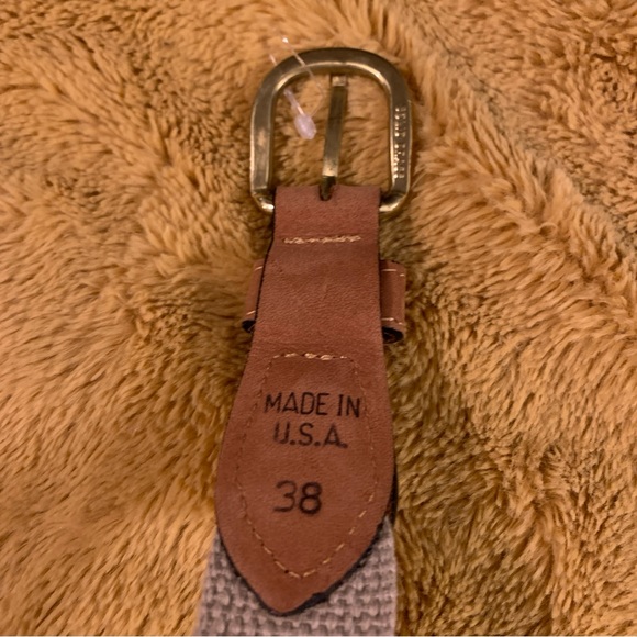 Zep Pro 38 Leather Canvas Nautical Flags Beige Belt Brass Buckle Embroidered 41” - Picture 5 of 8